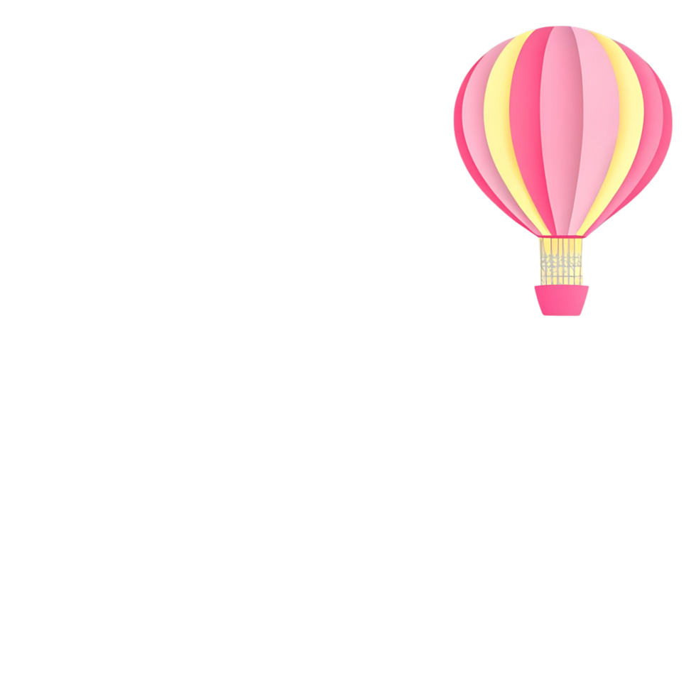 Pink and Yellow Hot Air Balloon Illustration on transparent Background A Cute Cartoon Style Perfect for Childrens Books or Decorations png