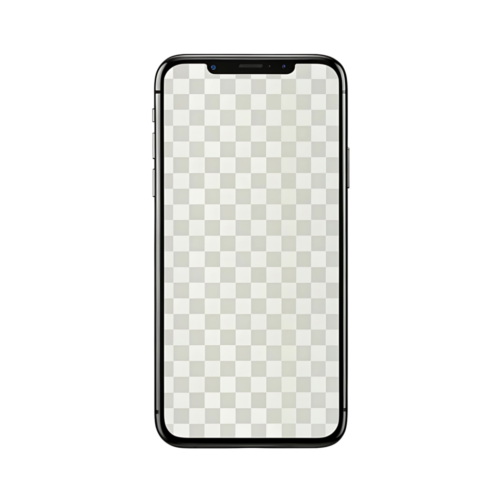 transparent Smartphone Mockup with Checkered Transparent Screen for App Presentation and UI Design png