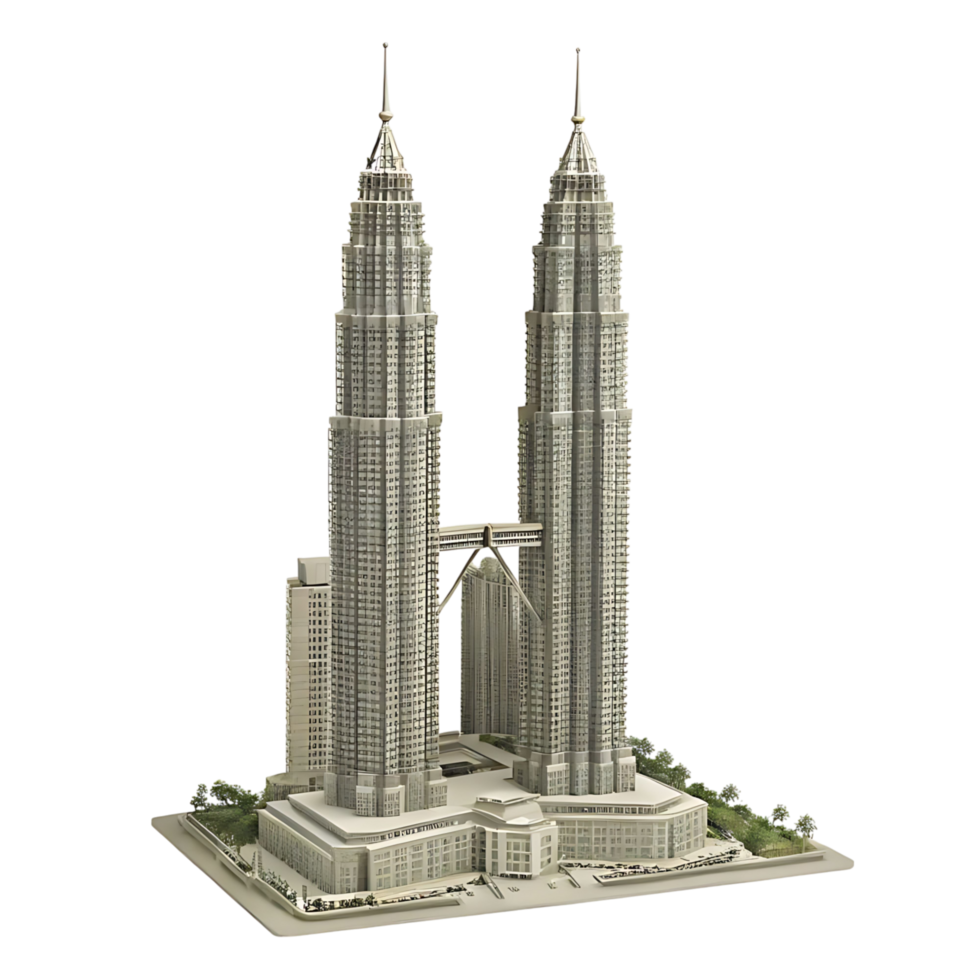 Architectural Model of the Petronas Twin Towers in Kuala Lumpur Malaysia a Detailed Scale Representation png