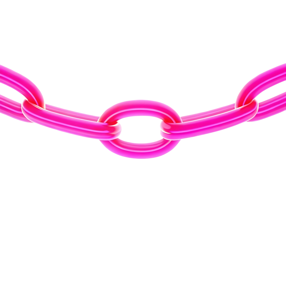 Abstract Pink Chain Links on transparent Background 3D Render Shiny Glossy Connection Concept png