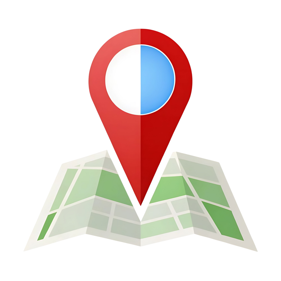 A Red Location Pin on a Folded Map Representing Travel Navigation and Destination png