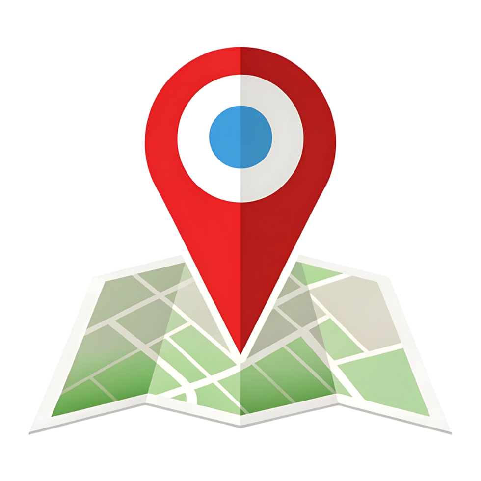 Location pin on a folded map graphic design element for navigation apps websites and travel projects png