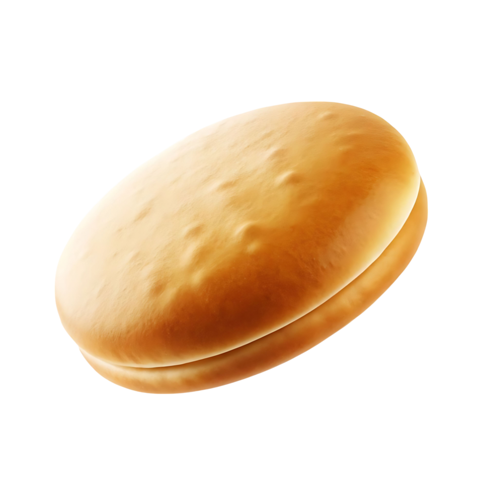A perfectly baked golden brown hamburger bun isolated on a transparent background png