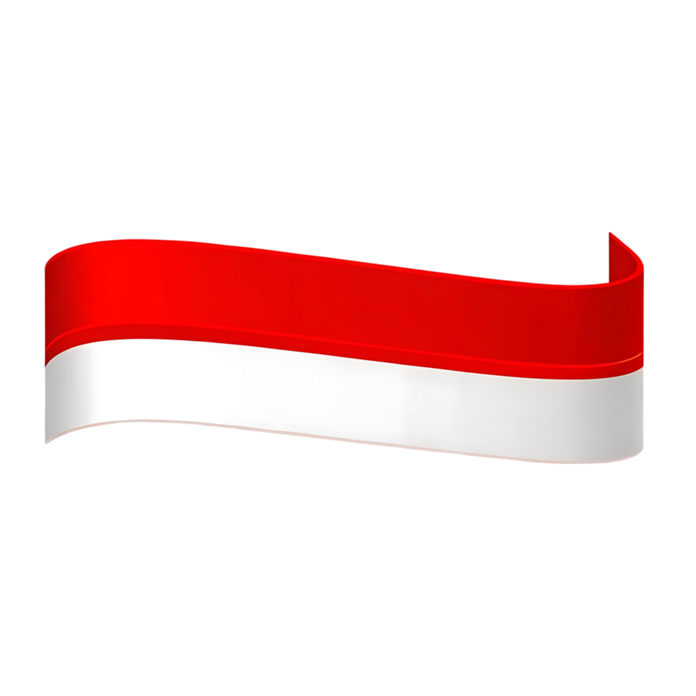 Indonesian Flag Ribbon Wave Design Red and White National Symbol png