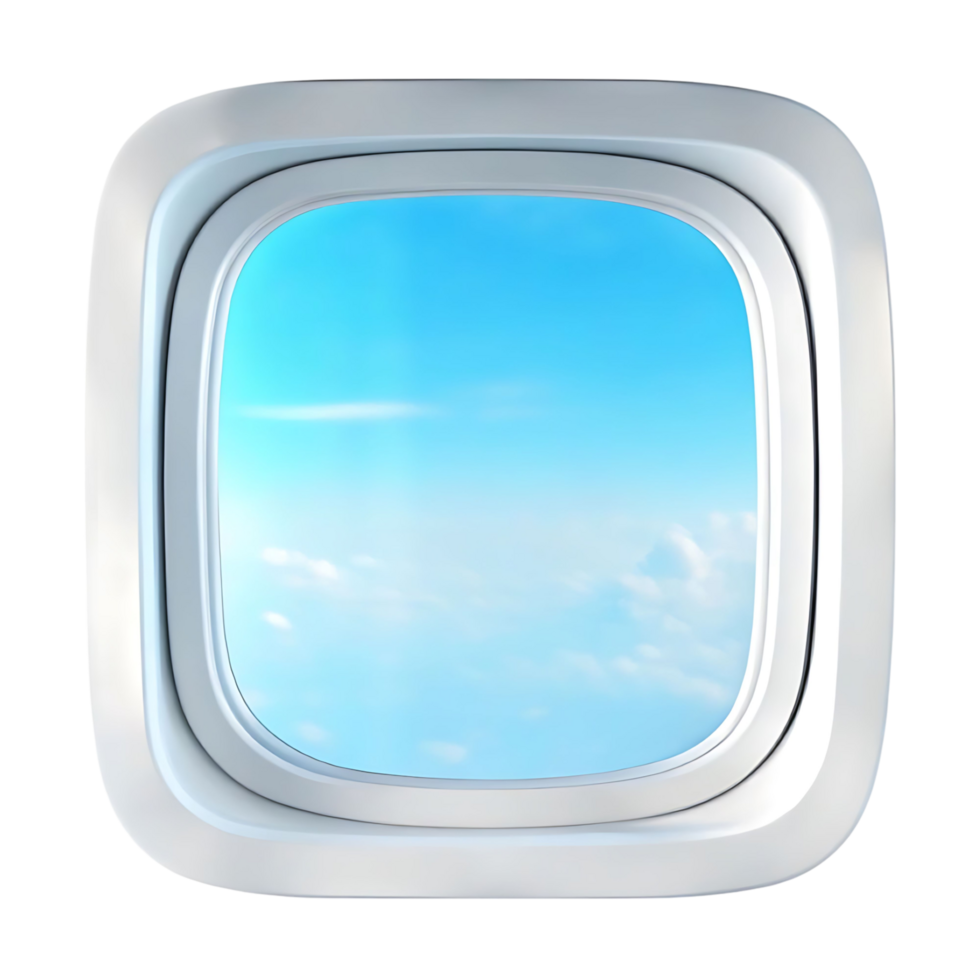 Airplane Window View of a Beautiful Blue Sky with Fluffy White Clouds High Above the Earth png