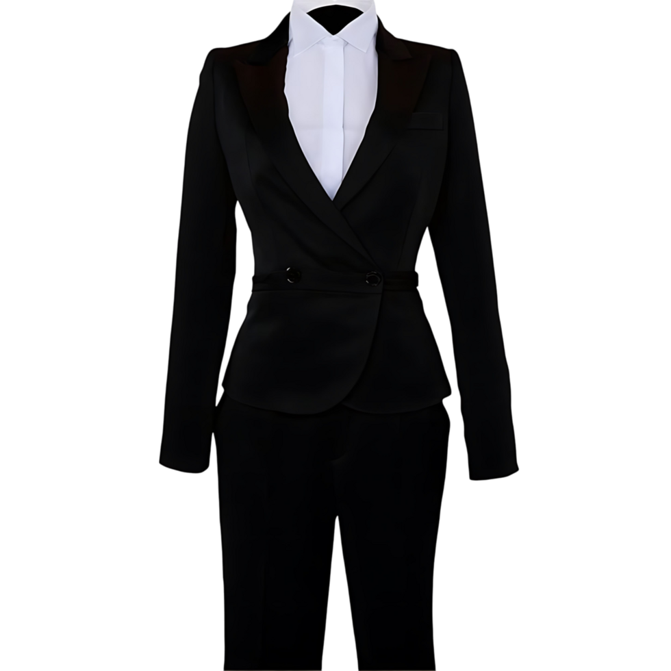 Elegant transparent Womens Business Suit with White Shirt Professional Attire Formal Wear Office Outfit Corporate Clothing Stylish Fashion Model png