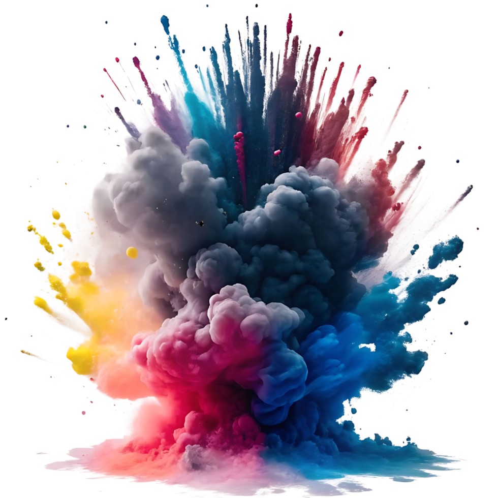 Vibrant Colorful Explosion of Paint in Motion Abstract Art png
