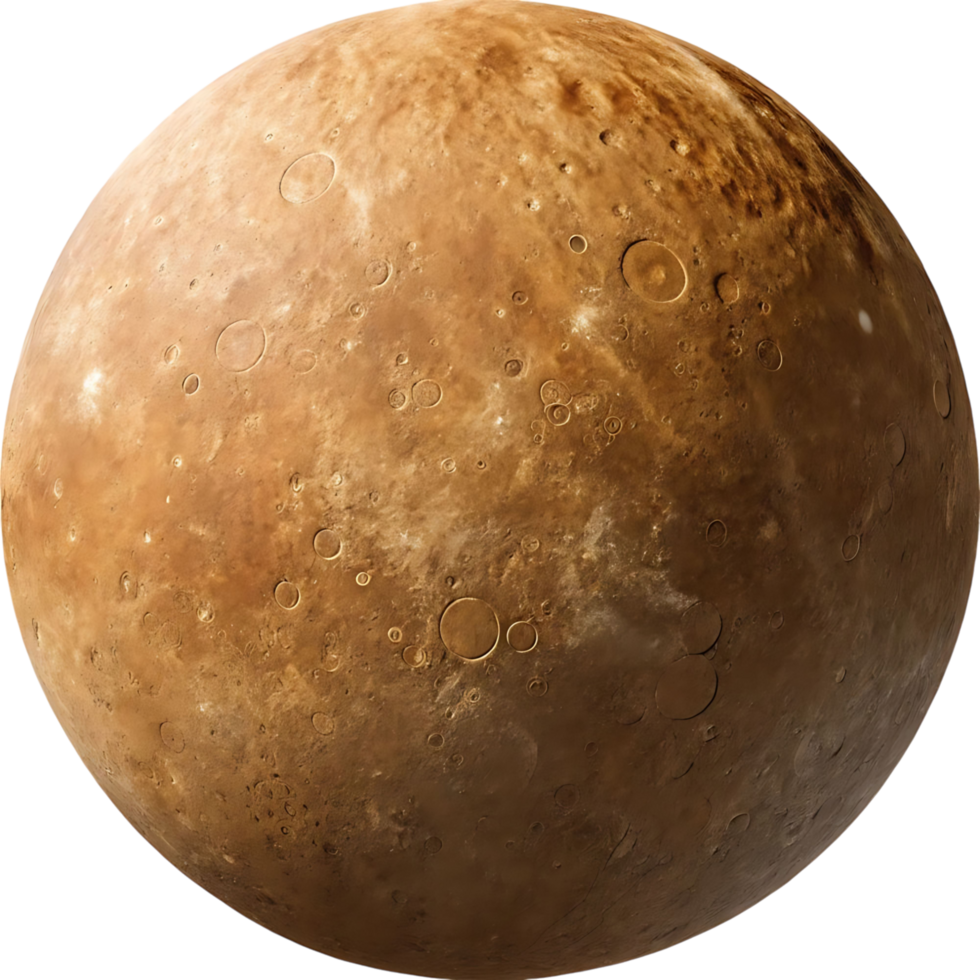 Detailed View of the Cratered Surface of Mercury a Rocky Inner Planet in our Solar System png