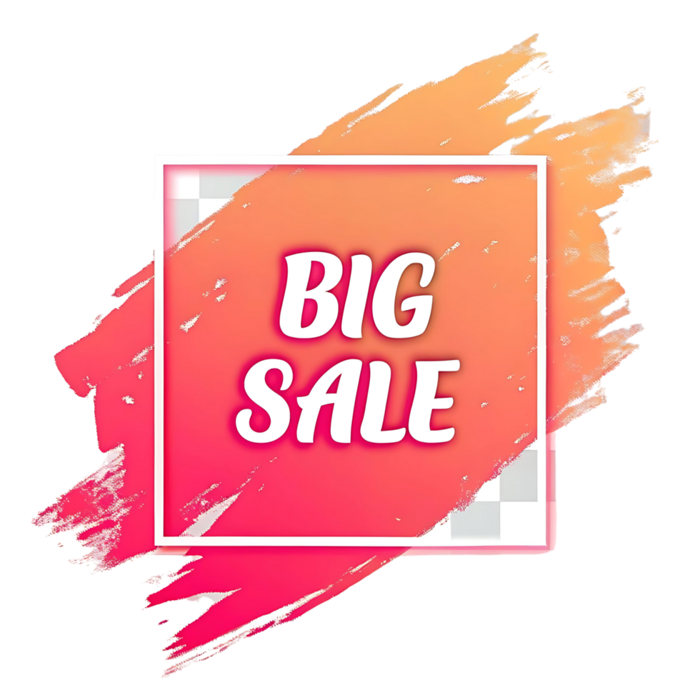 Big Sale Announcement with Pink and Orange Abstract Paint Strokes Design png