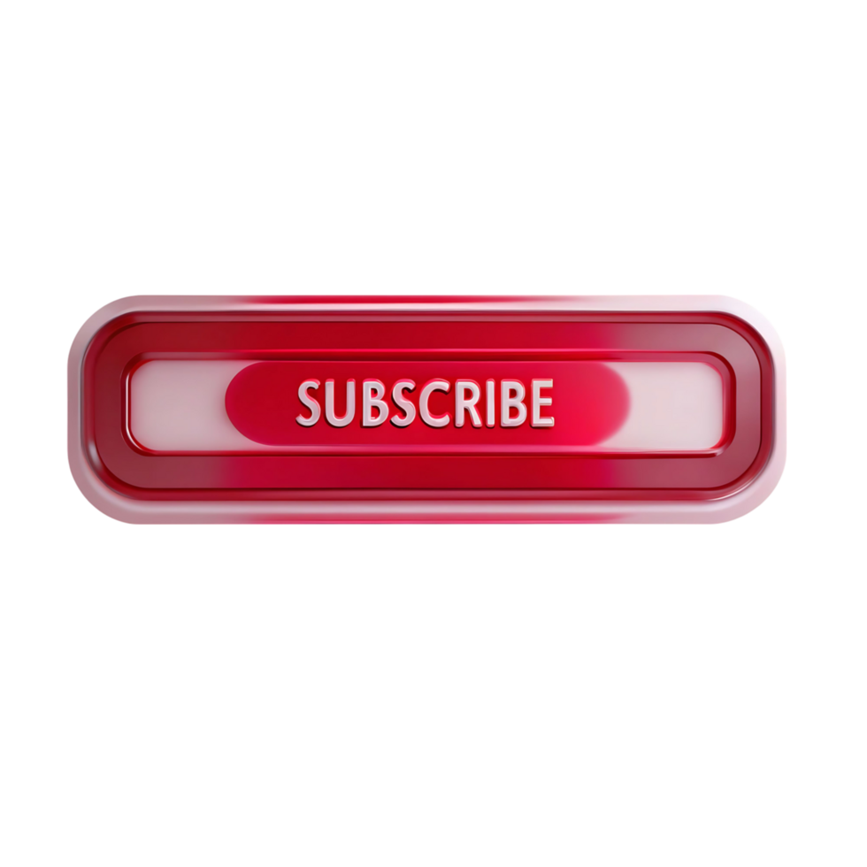 Glossy Red Subscribe Button Digital Design Element for Videos and Social Media png
