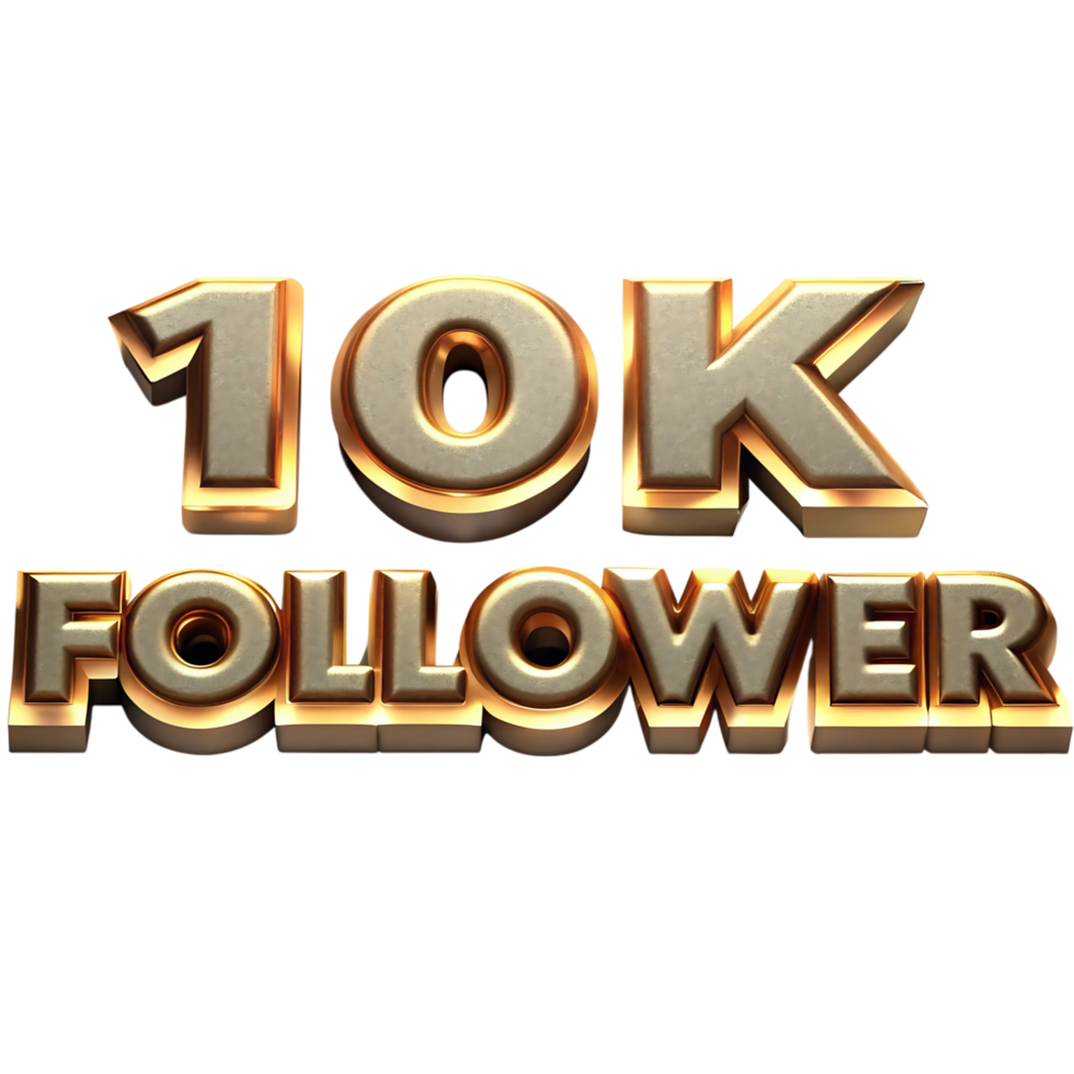 Ten Thousand Followers Celebration Golden 3D Text Graphic Design png