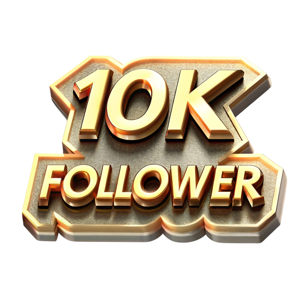 10K Follower Milestone Celebratory Gold Emblem Design Graphic 3D Render png