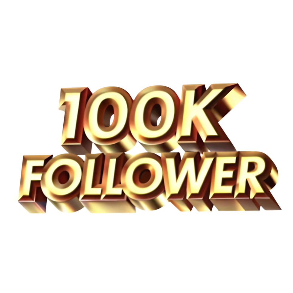 100000 Followers Celebration Golden Text Graphic Design png