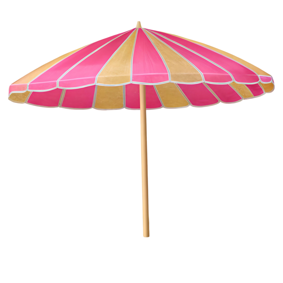 Pink and Beige Striped Beach Umbrella Summer Shade Protection Outdoor Accessory png
