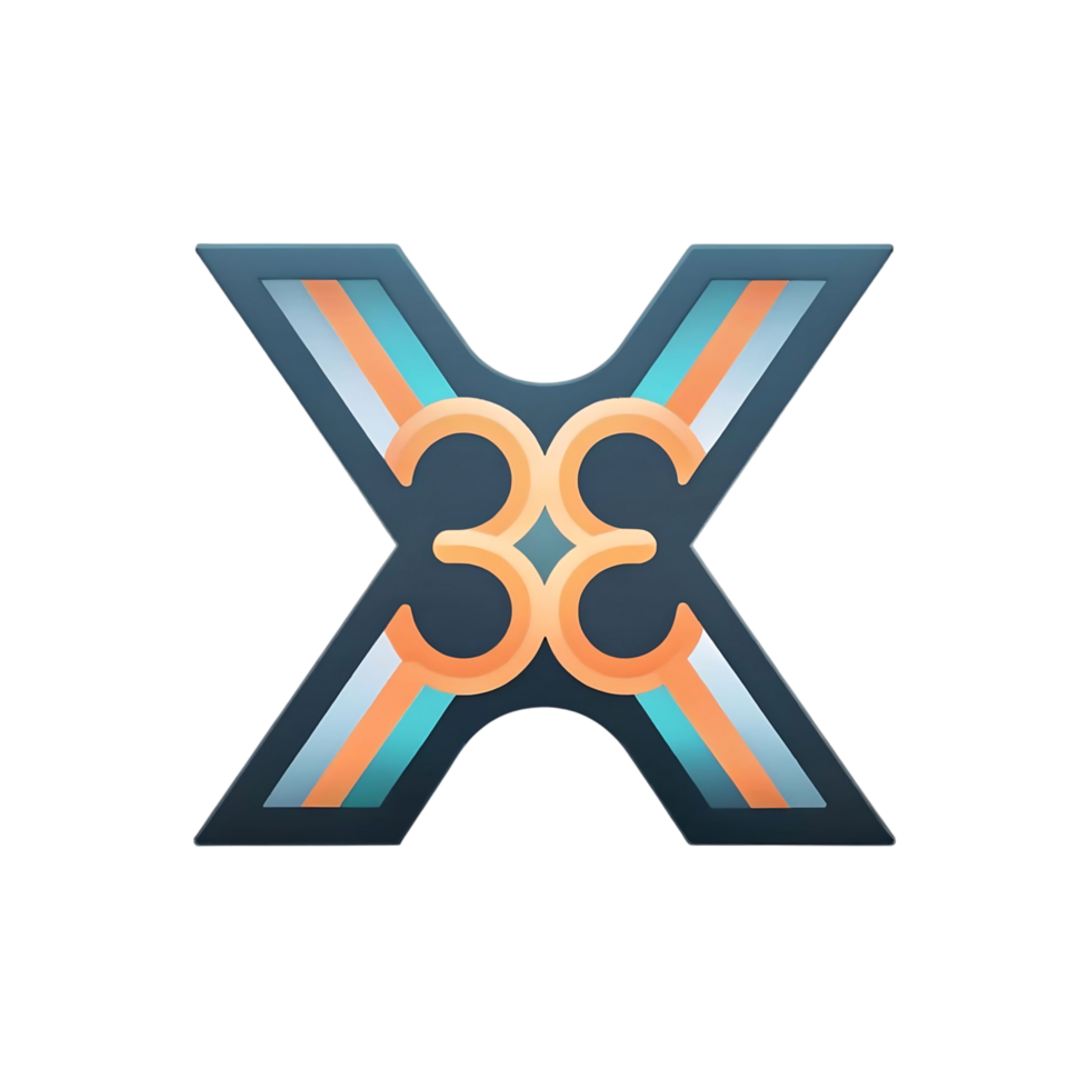 Abstract X Logo Design with Teal Orange and Gray Color Scheme Modern Tech Brand Identity png