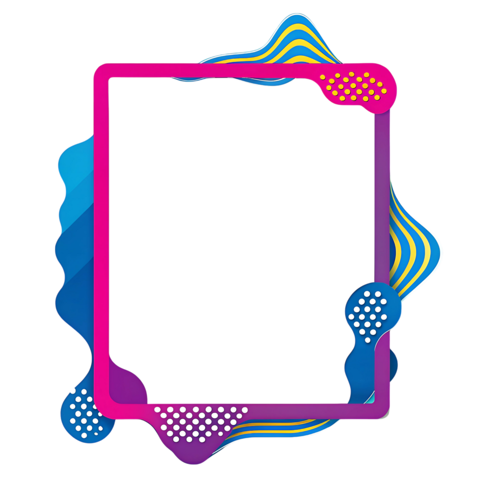 Abstract Colorful Frame Design with Wavy Lines and Polka Dots for Text or Presentation png