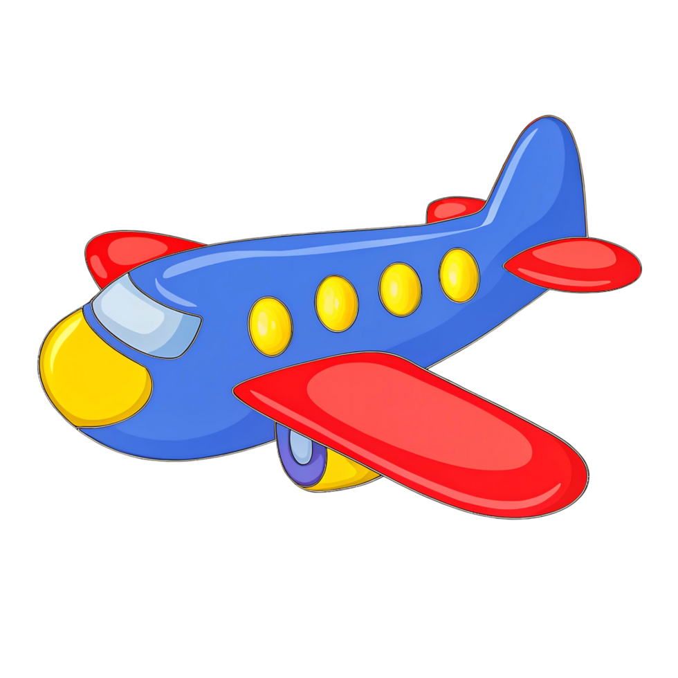 A cartoon airplane with a blue and yellow nose png
