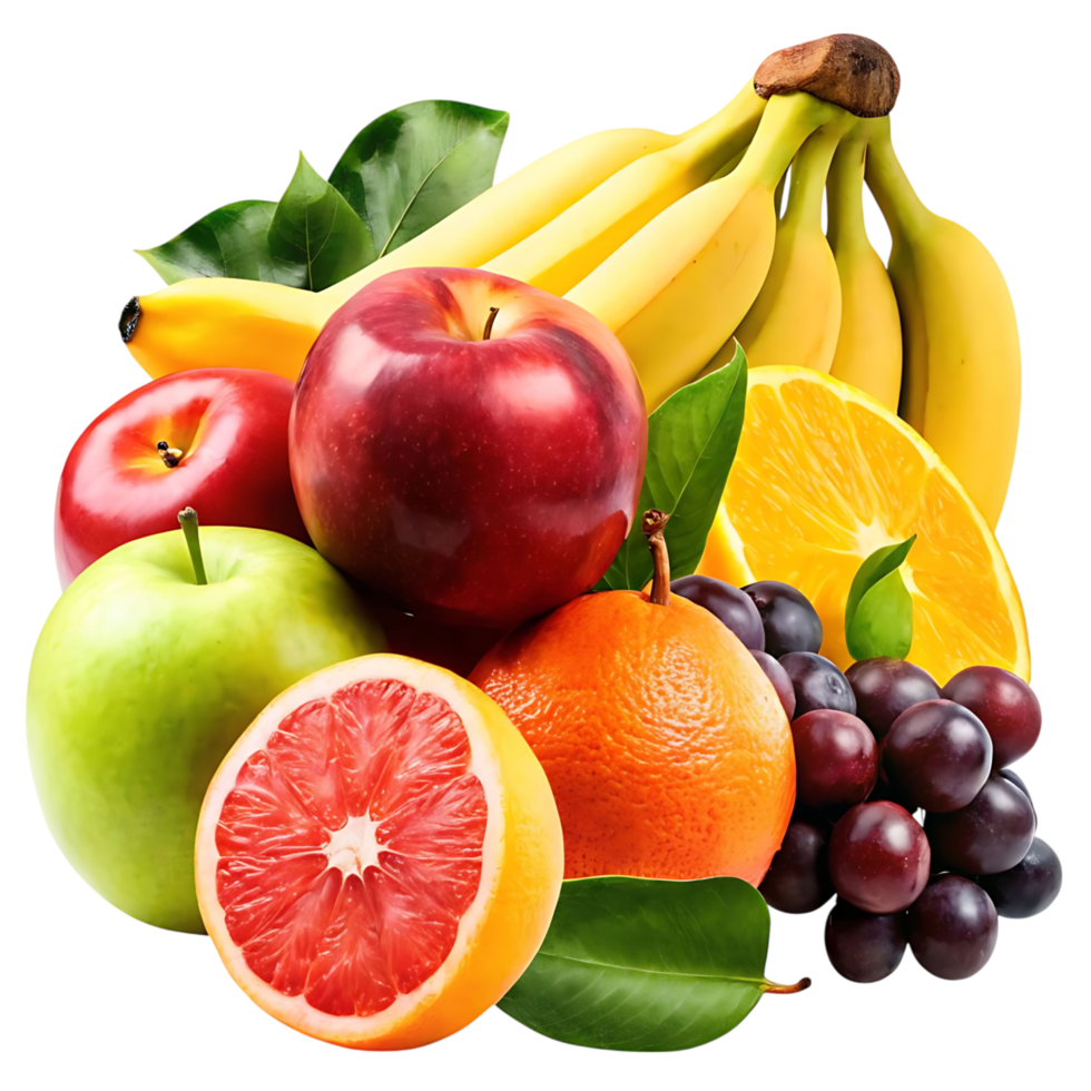 A vibrant collection of fresh fruits including bananas apples oranges grapefruit and grapes a delightful assortment of natures sweetness png
