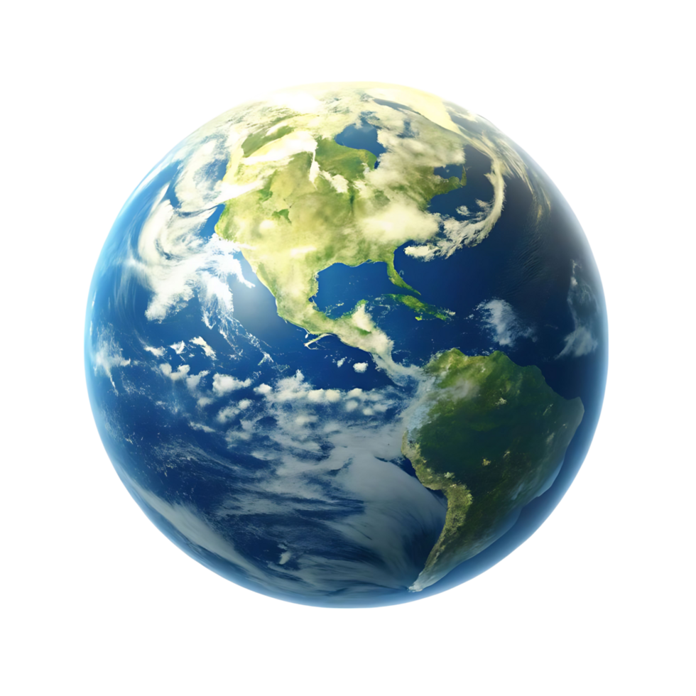 Stunning View of Planet Earth Showing North and South America Surrounded by Clouds and Oceans png
