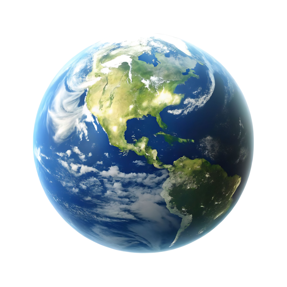 Stunning View of Planet Earth Showing North and South America Surrounded by Clouds and Ocean png