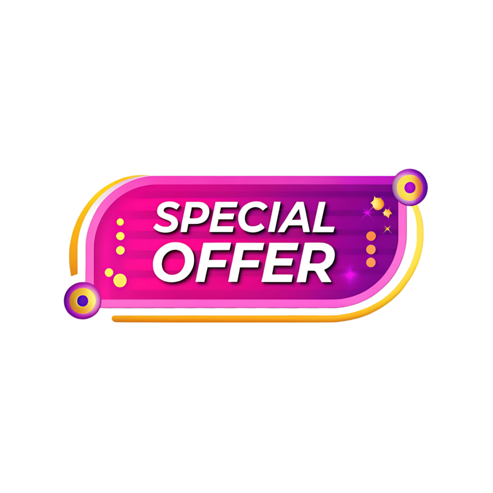 Special Offer Announcement Vibrant Pink Purple Gold Design png