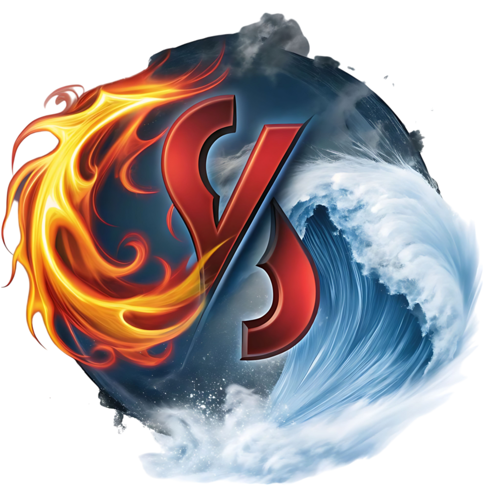 Fiery Wave Clash Epic Battle of Fire and Water Abstract Art Design png