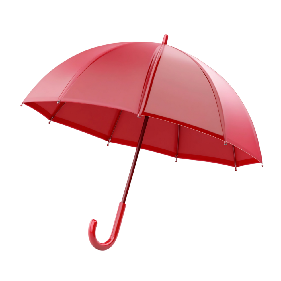 A Vivid Red Umbrella Isolated on a transparent Background A 3D Render of a Classic Red Umbrella png