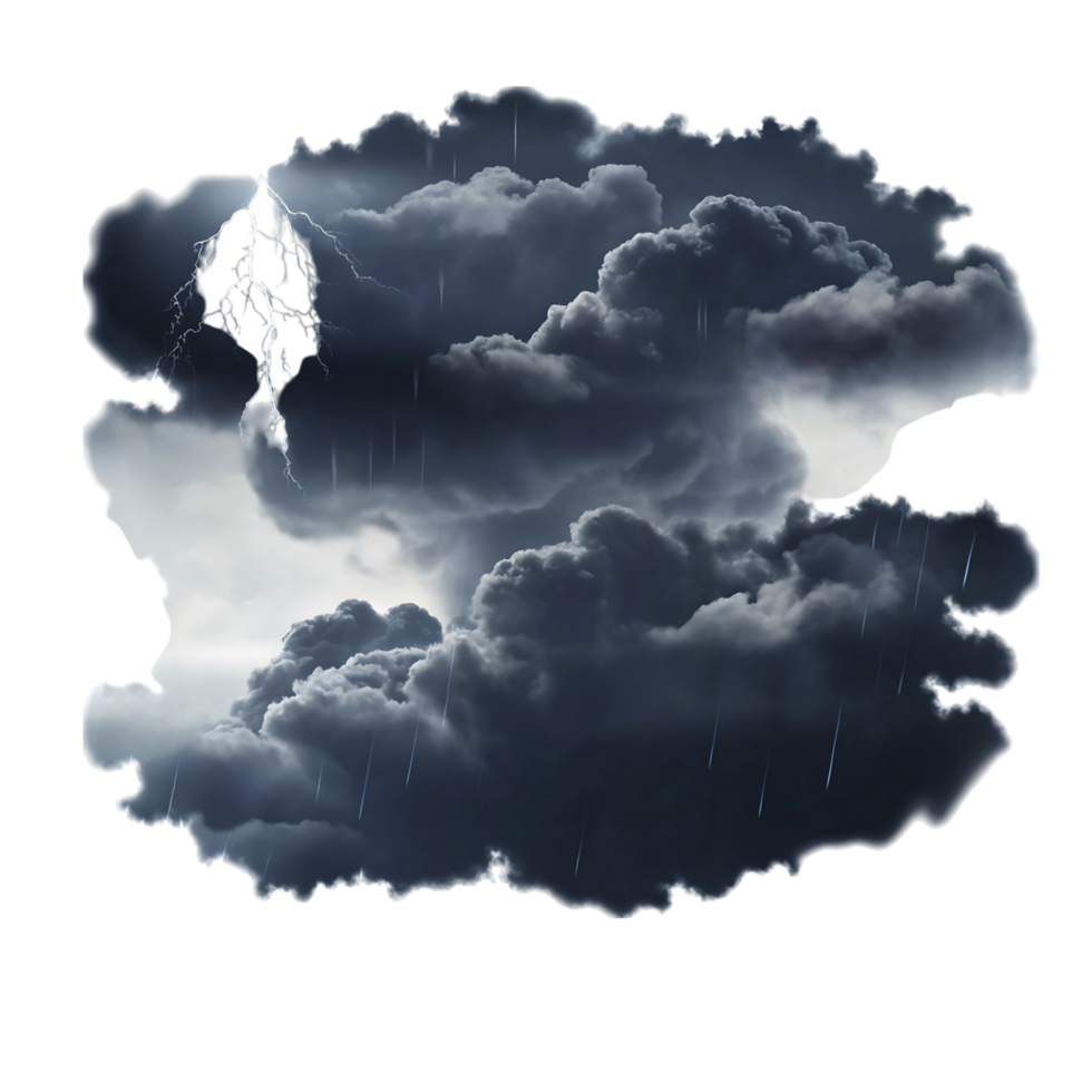 Dramatic Storm Cloudscape with Lightning and Rain png