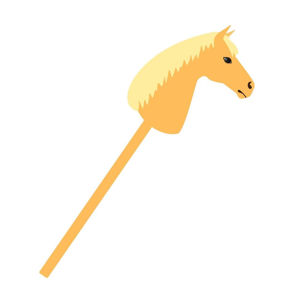 Flat cartoon riding hobby horse toy isolated on white background vector