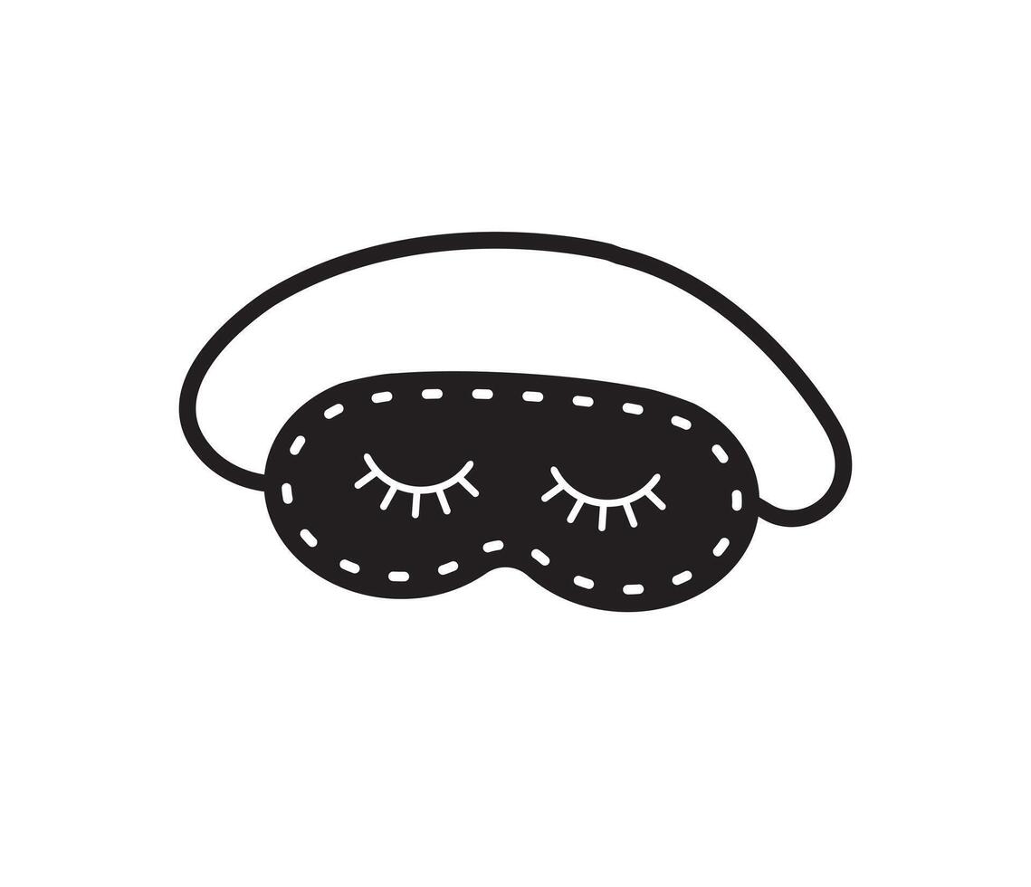 Hand drawn doodle sketch sleeping mask with closed eyes isolated on white background vector