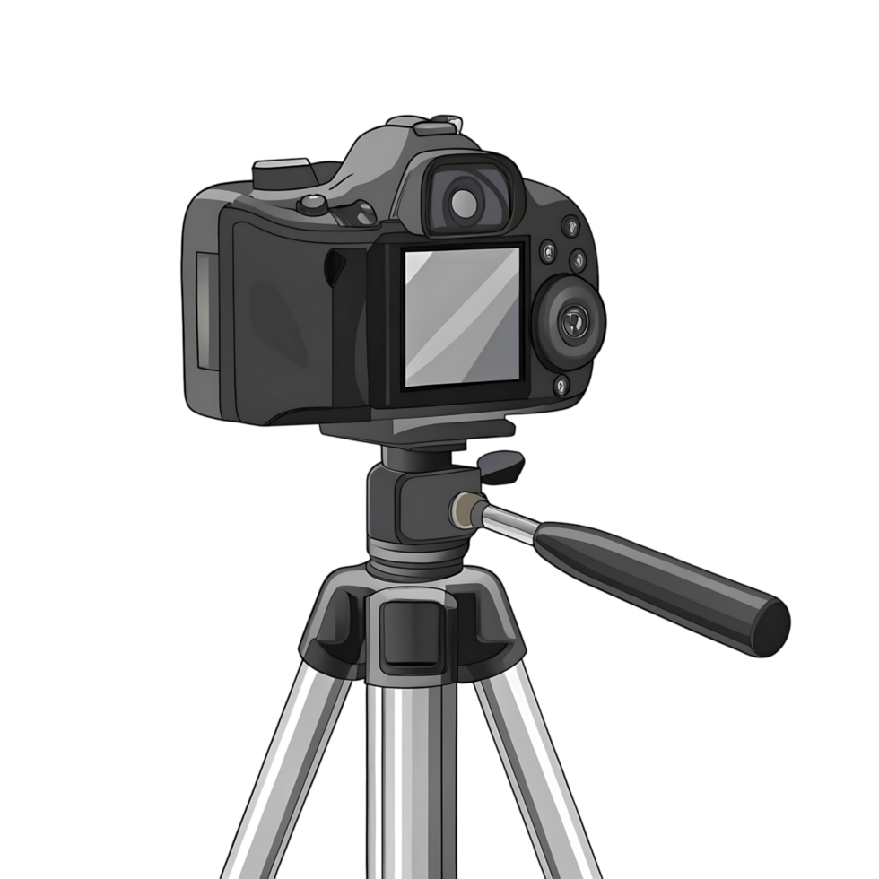 Professional DSLR Camera Mounted on a Tripod for HighQuality Photography png