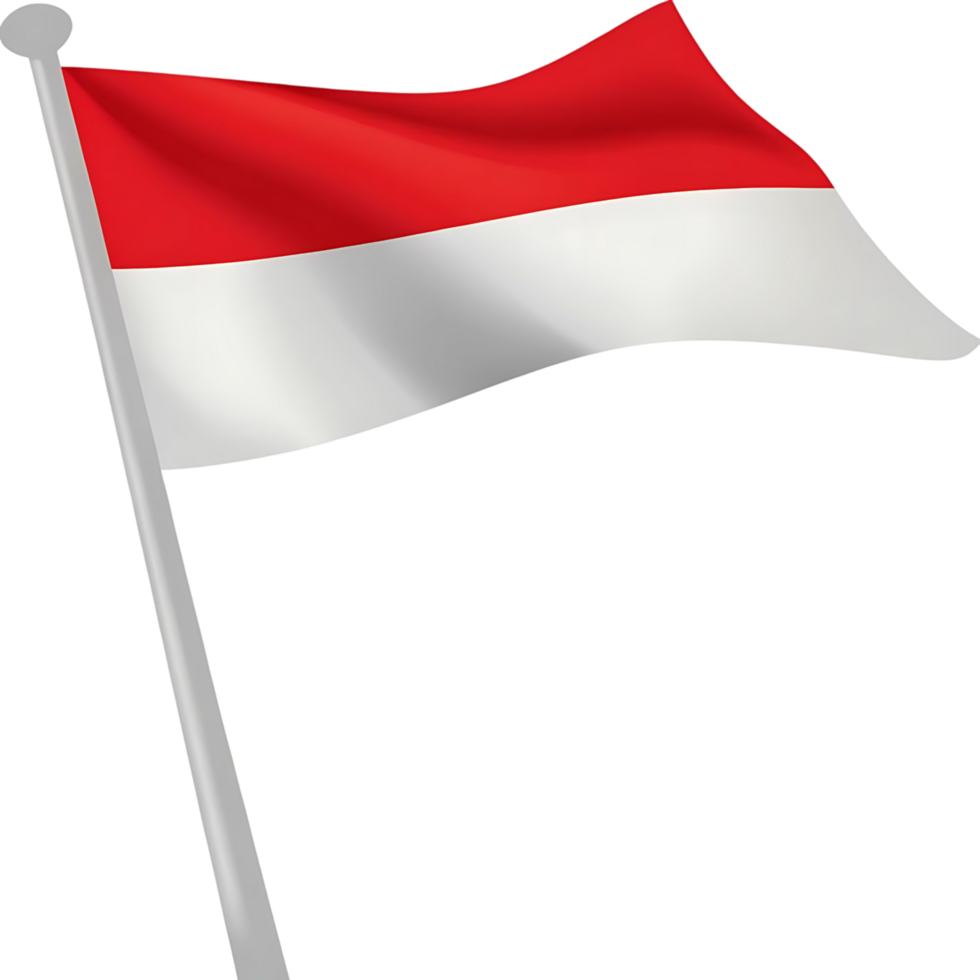 Waving Indonesian Flag on a Pole Against transparent Background Indonesian National Symbol Patriotism png
