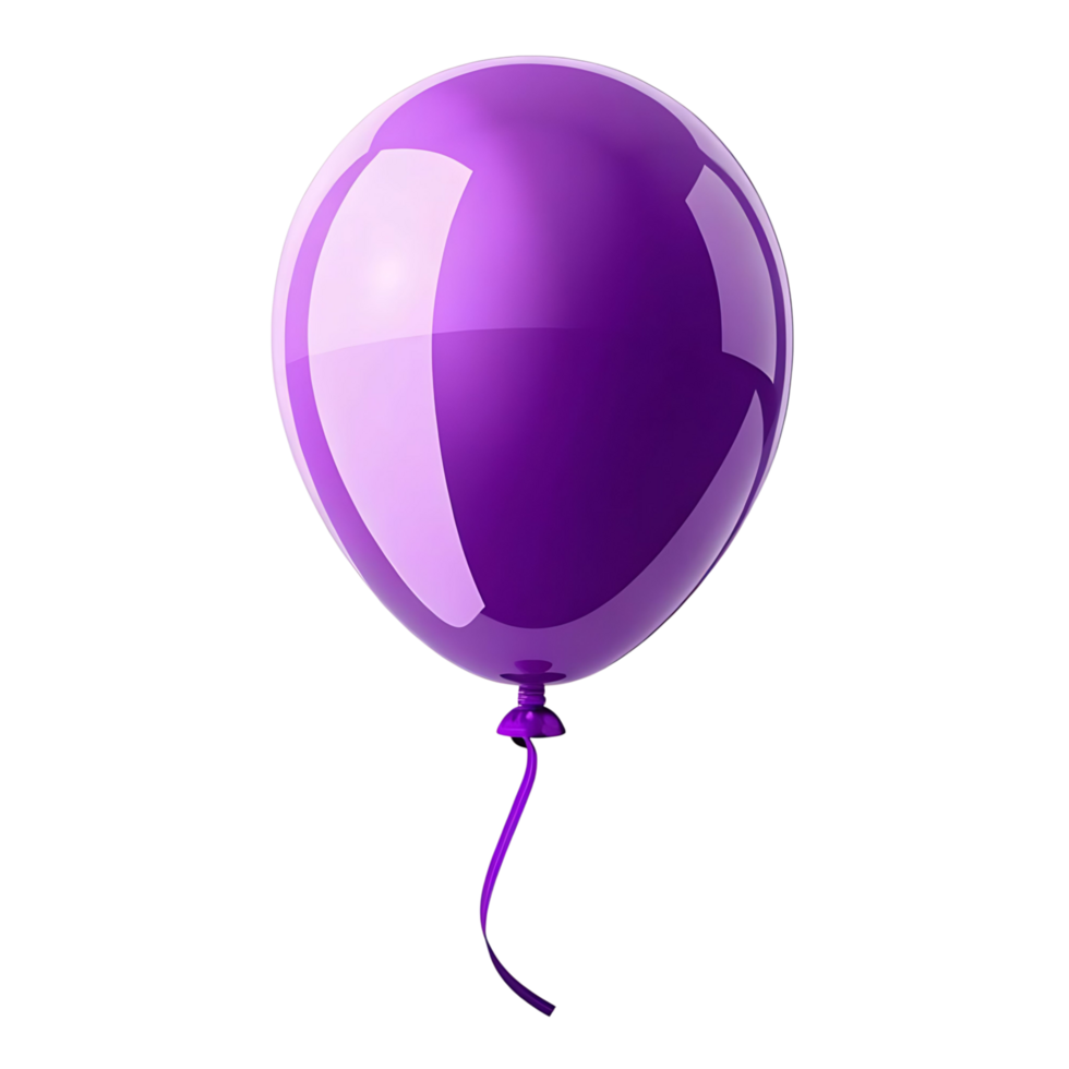 A single shiny purple balloon floating against a transparent background a perfect celebratory png