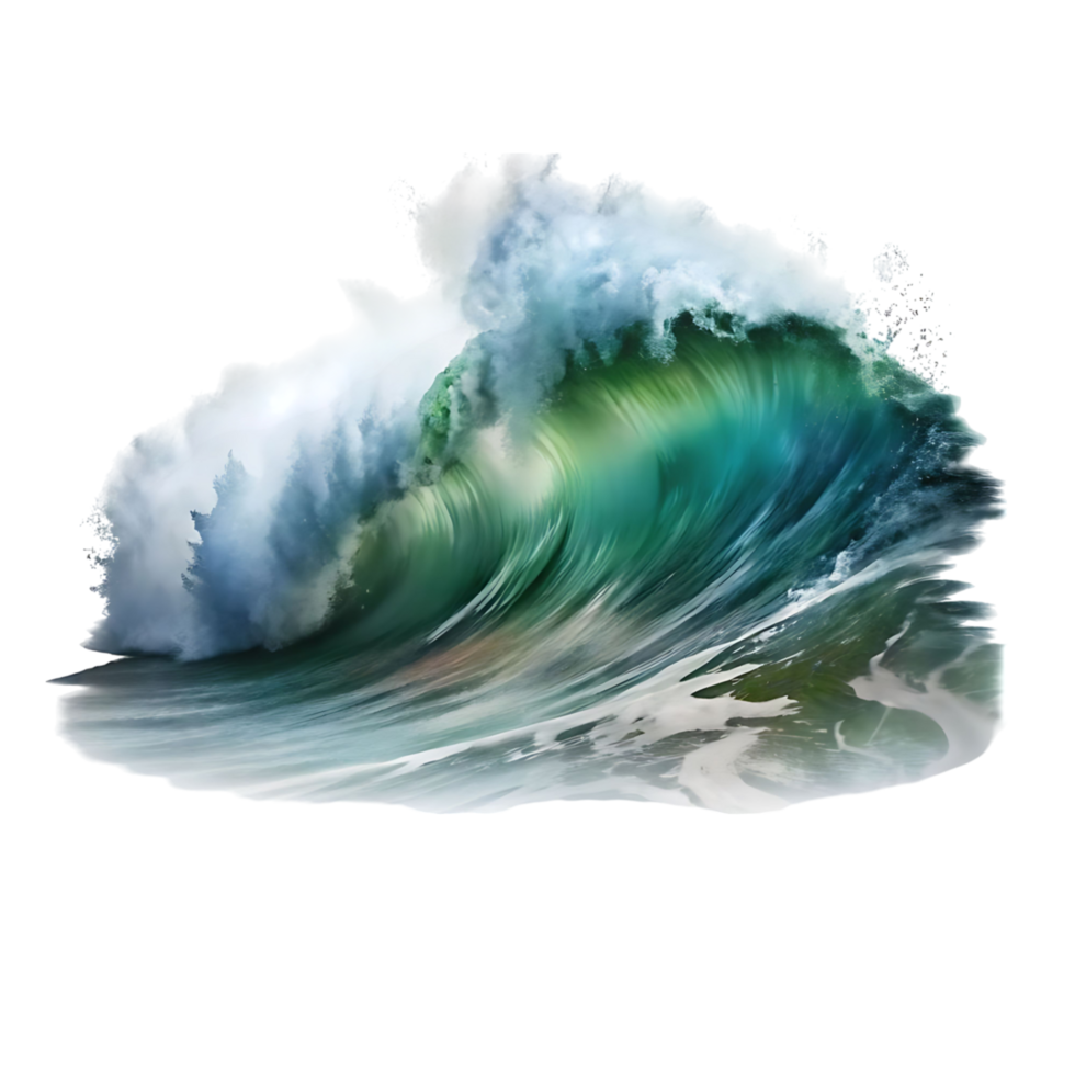 Stunning Teal Ocean Wave Crashing with White Foam and Mist a Breathtaking Water Scene png