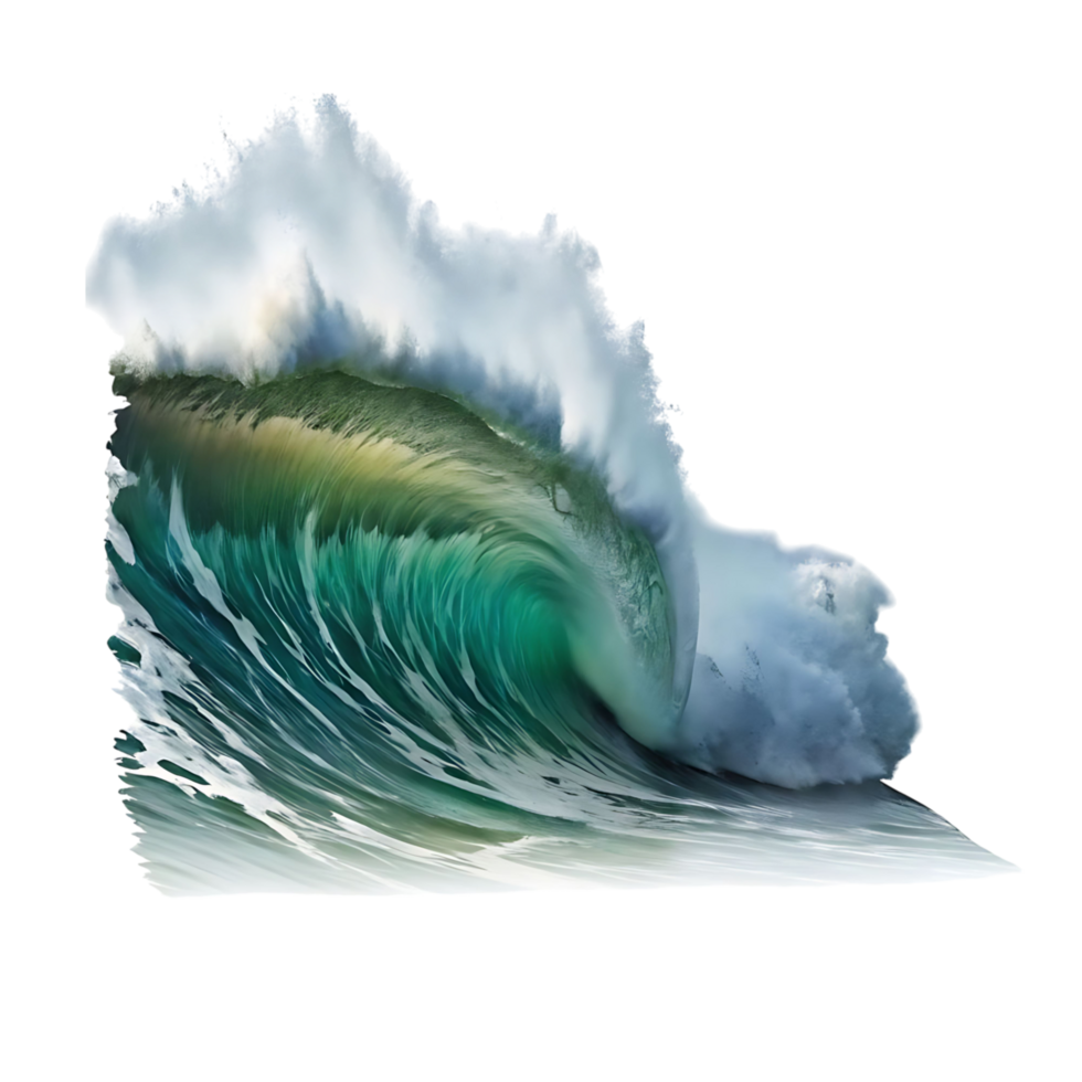 Majestic Ocean Wave Isolated on transparent Background A Stunning Teal Green Barrel Wave Crashing with White Water Spray png