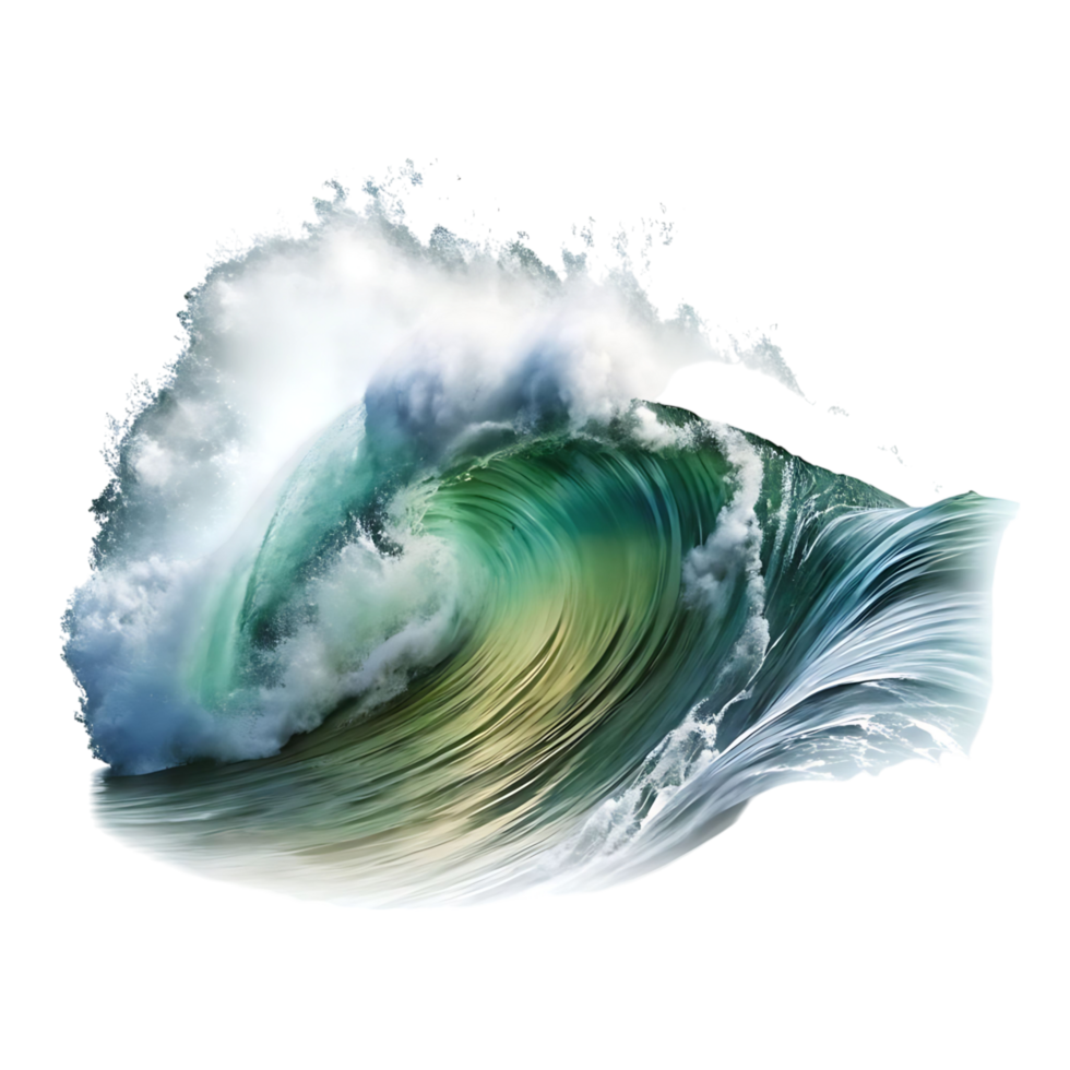 Majestic Ocean Wave Crashing Isolated on transparent Background Showing Incredible Detail and Texture png