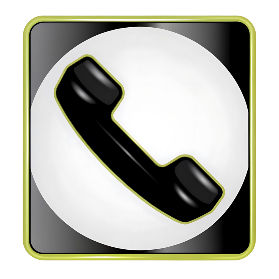 Glossy transparent Phone Icon in a Modern Green and transparent Frame A visually appealing design element for websites and applications png