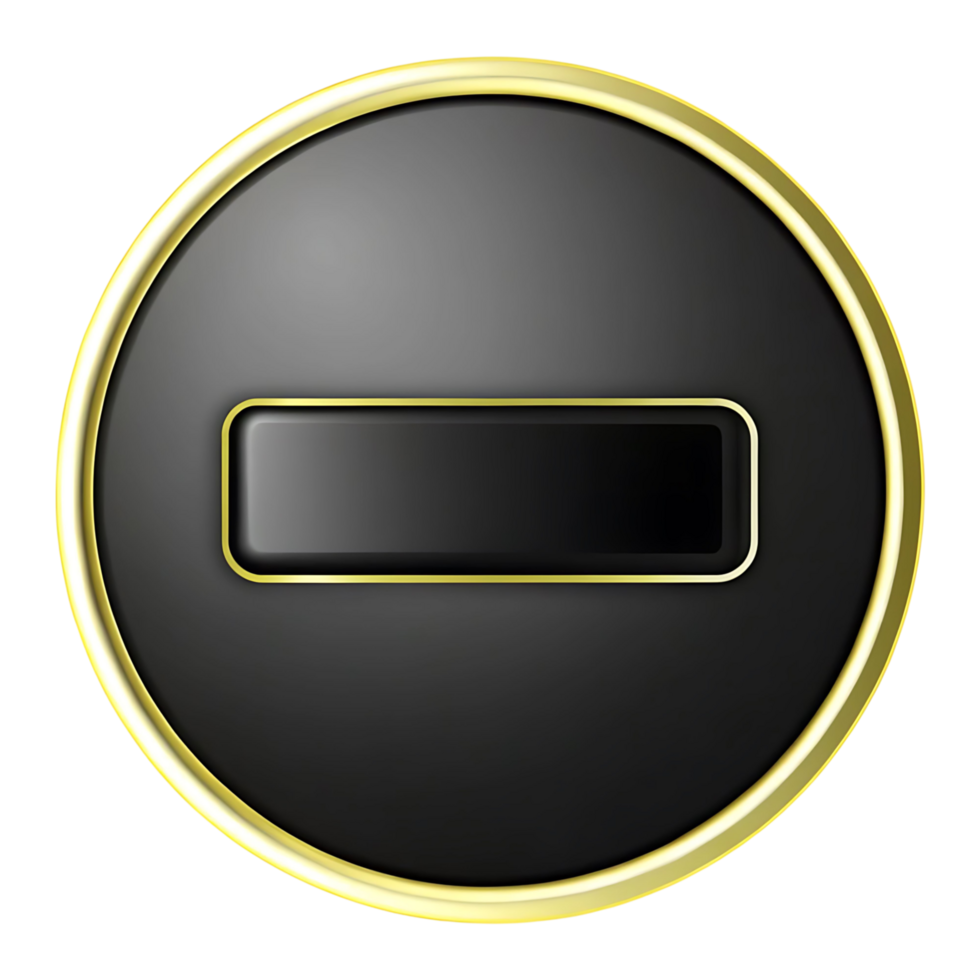 Elegant transparent and Gold Circular Button with a Horizontal Minus Symbol png