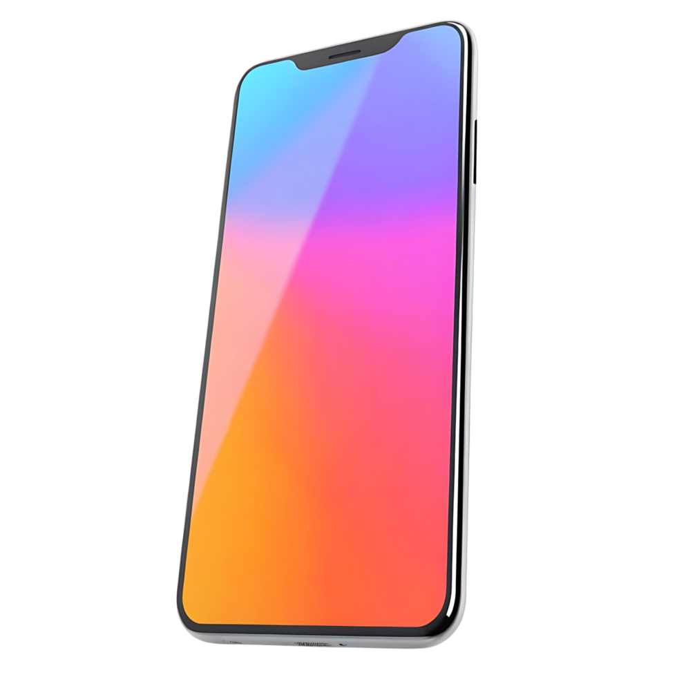 Sleek Modern Smartphone with Vibrant Gradient Display Isolated on transparent Background png