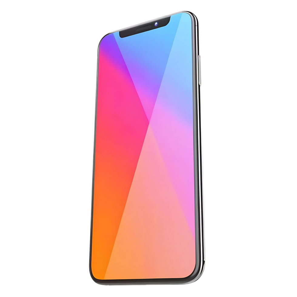 Modern Smartphone with Vibrant Gradient Display on transparent Background A Sleek Mobile Phone with Colorful Screen Design transparent png
