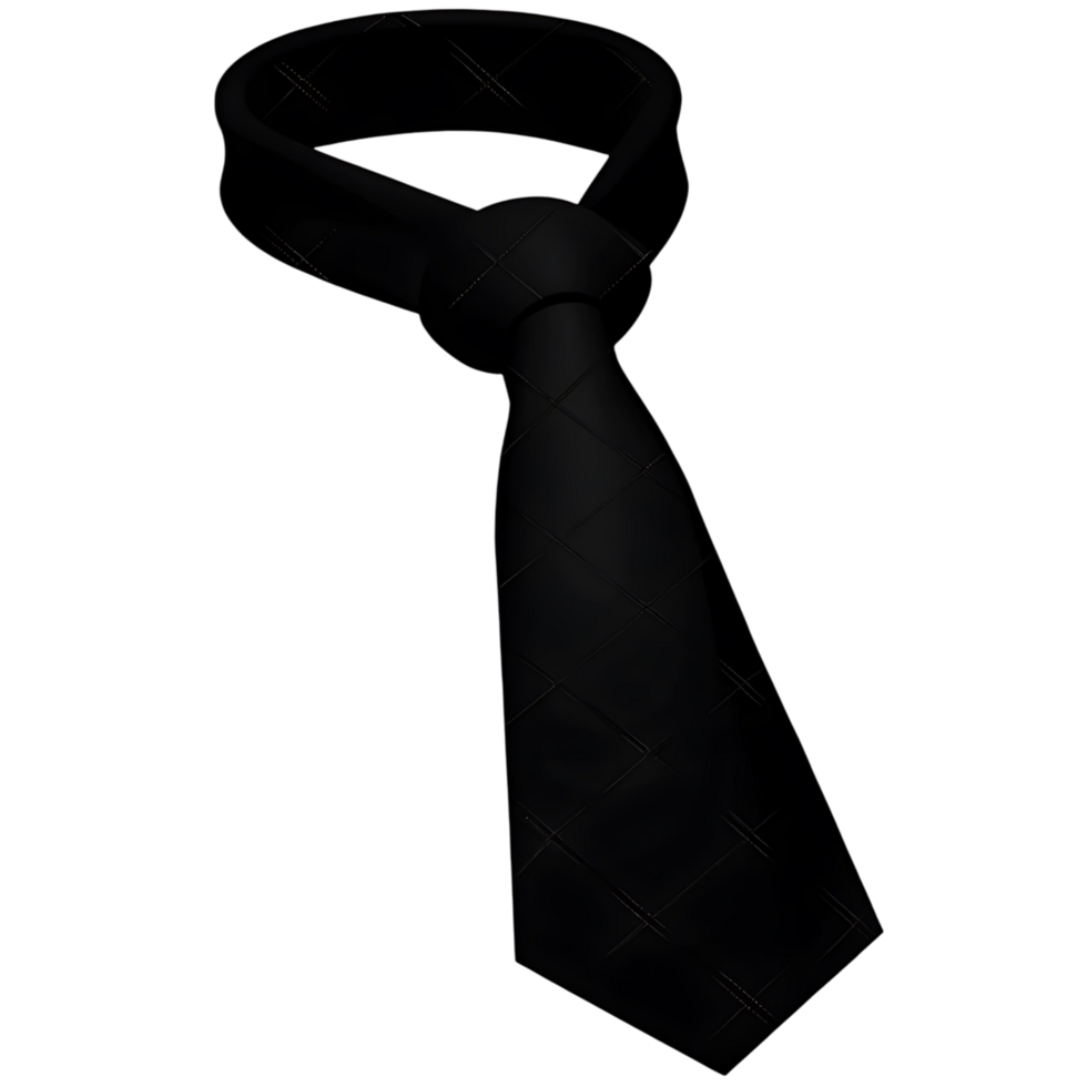 A Dark Mysterious transparent Necktie Knotted and Draped Against a transparent Background png