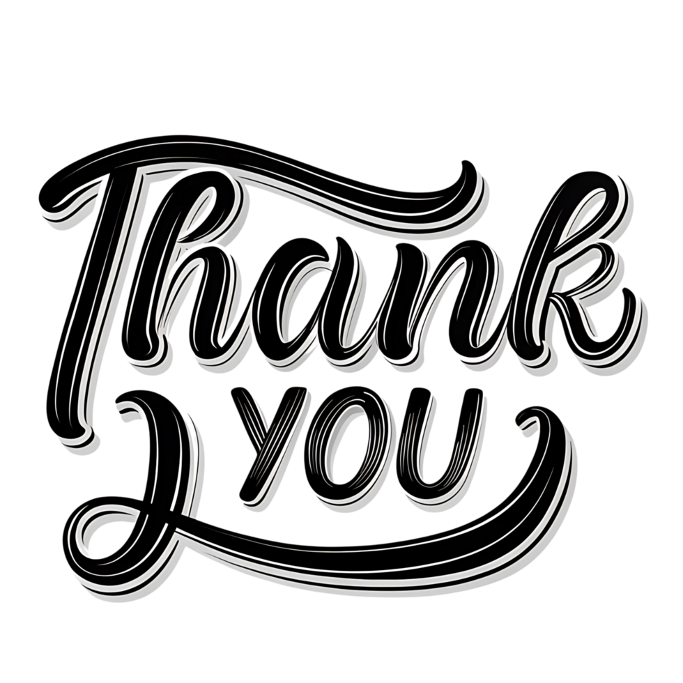 Stylish transparent and White Thank You Lettering Design Artistic Typography Handwritten Calligraphy Script Font png