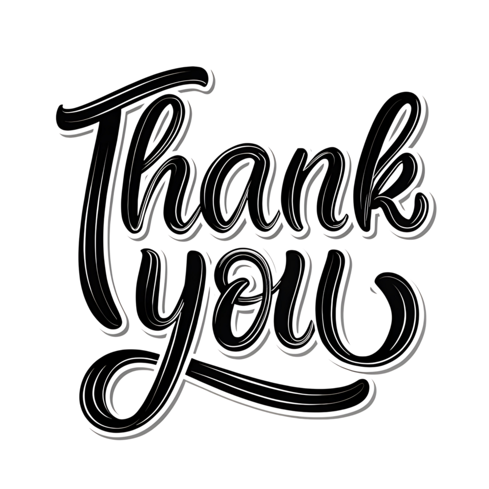 Stylish Handwritten Thank You Note Elegant Calligraphy Design transparent and White Typography Art Graphic Design Thank You Card transparent png