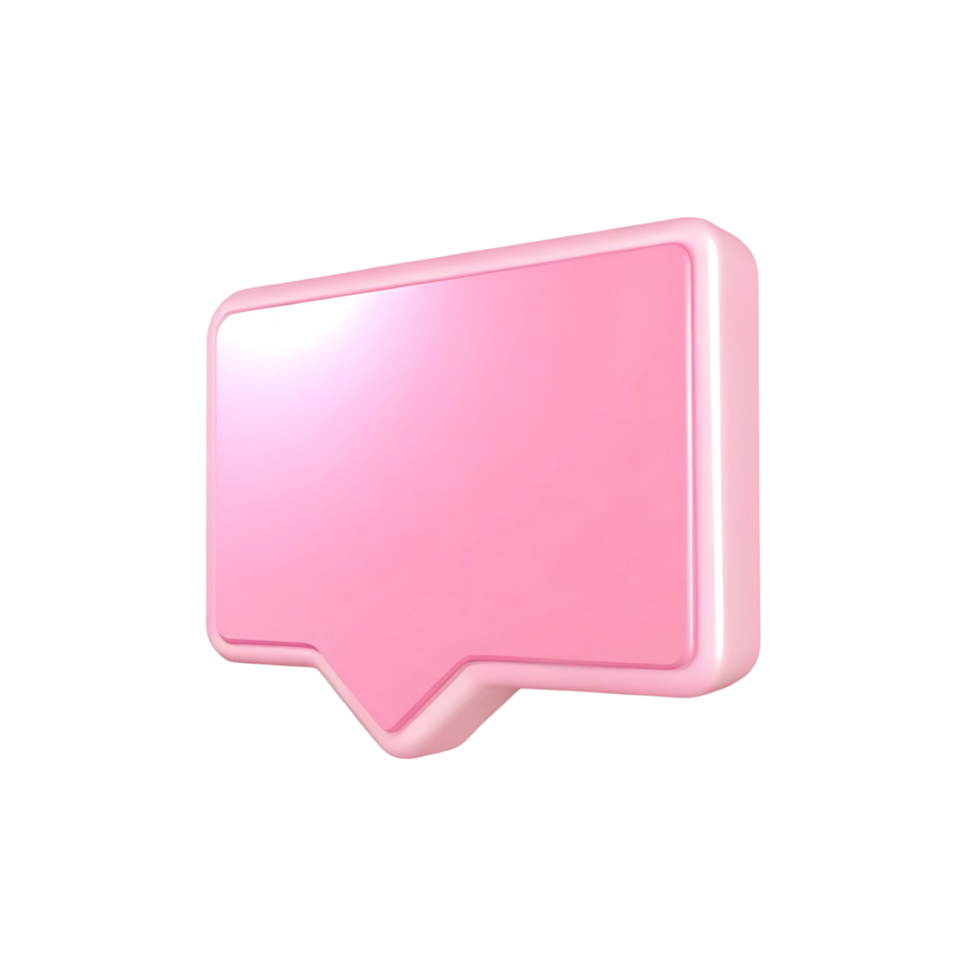 Three dimensional pink speech bubble blank message box comment notification social media png