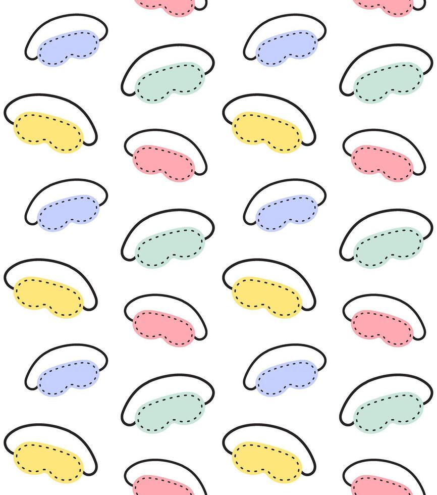 Seamless pattern of hand drawn doodle sketch sleeping mask isolated on white background vector