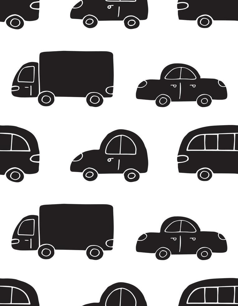 Seamless pattern of hand drawn sketch cars isolated on white background vector