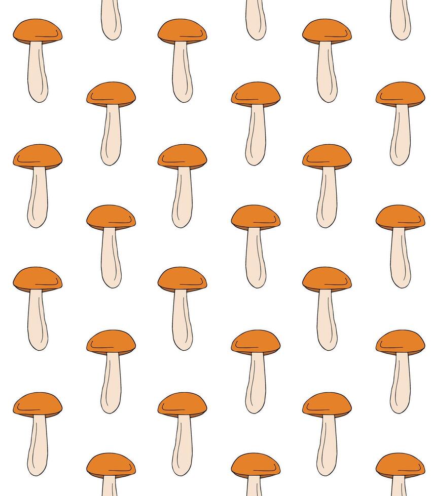 Seamless pattern of hand drawn doodle sketch Orange cup boletus vector