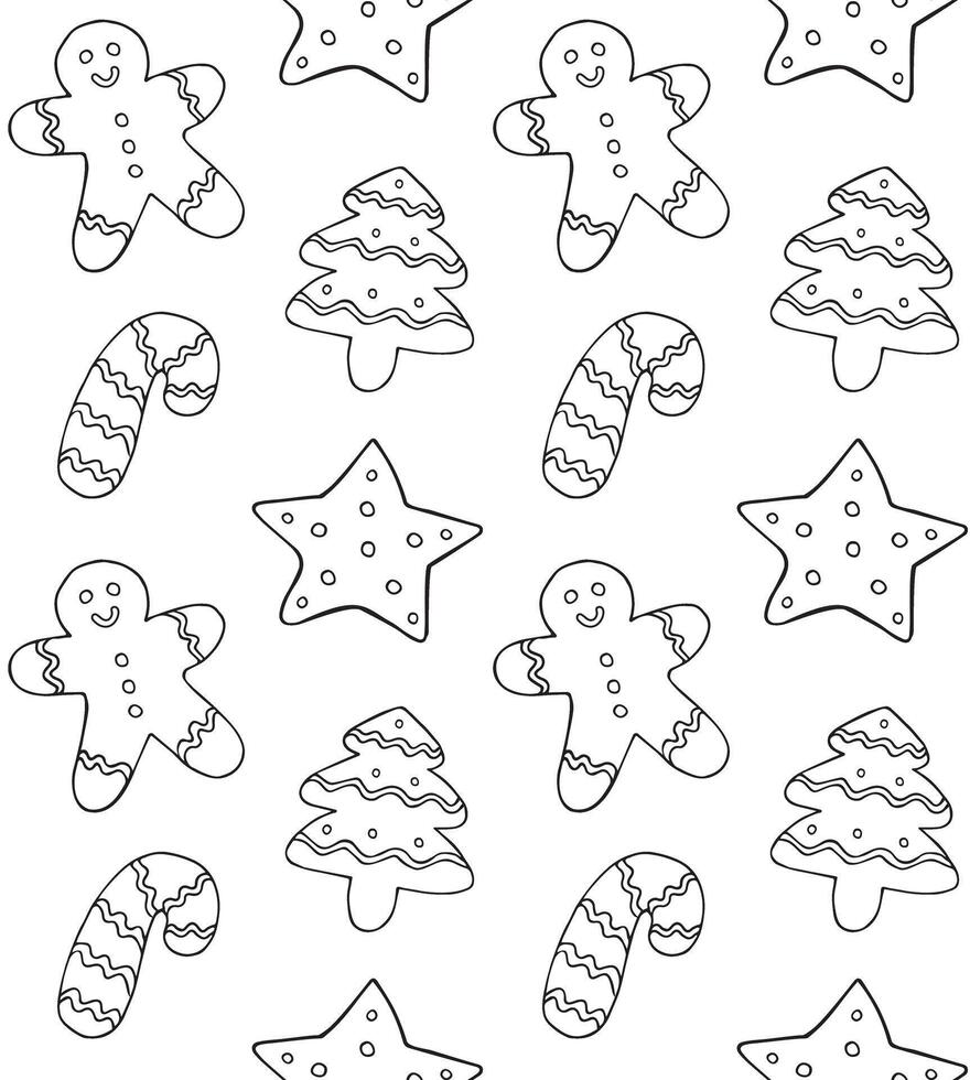 Seamless pattern of hand drawn doodle sketch ginger bread cookies vector