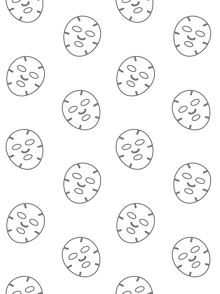 Seamless pattern of flat face beauty mask isolated on white background vector