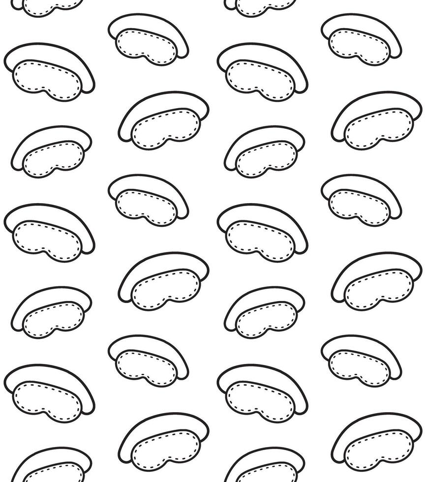 Seamless pattern of hand drawn doodle sketch sleeping mask vector